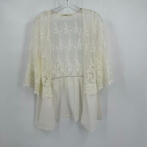 Womens Cottagecore Sheer Lace Kimono Cardigan Size S Romantic Feminine Dainty